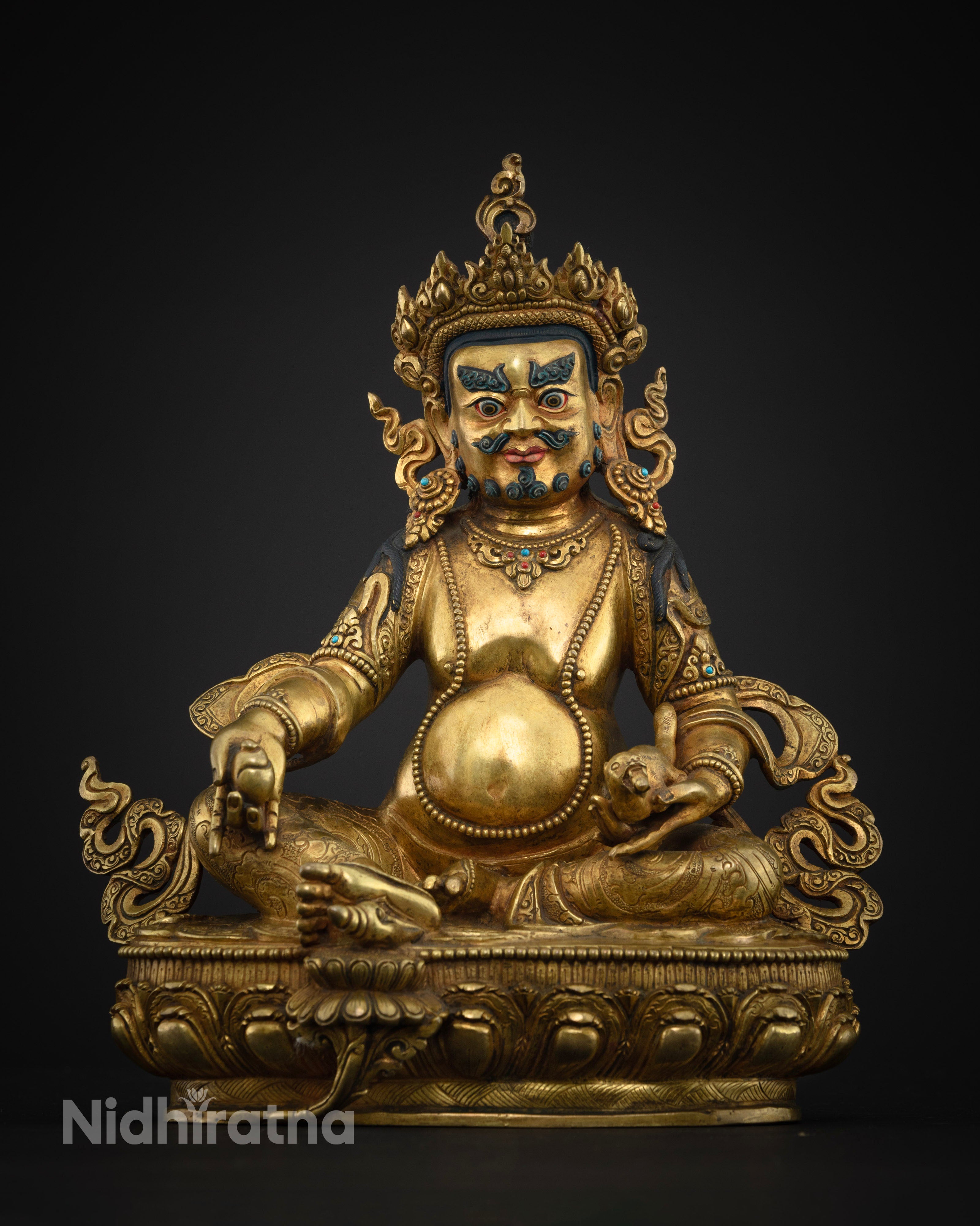 Dzambhala Statue: Authentic Copper Hand-Carved Masterpiece