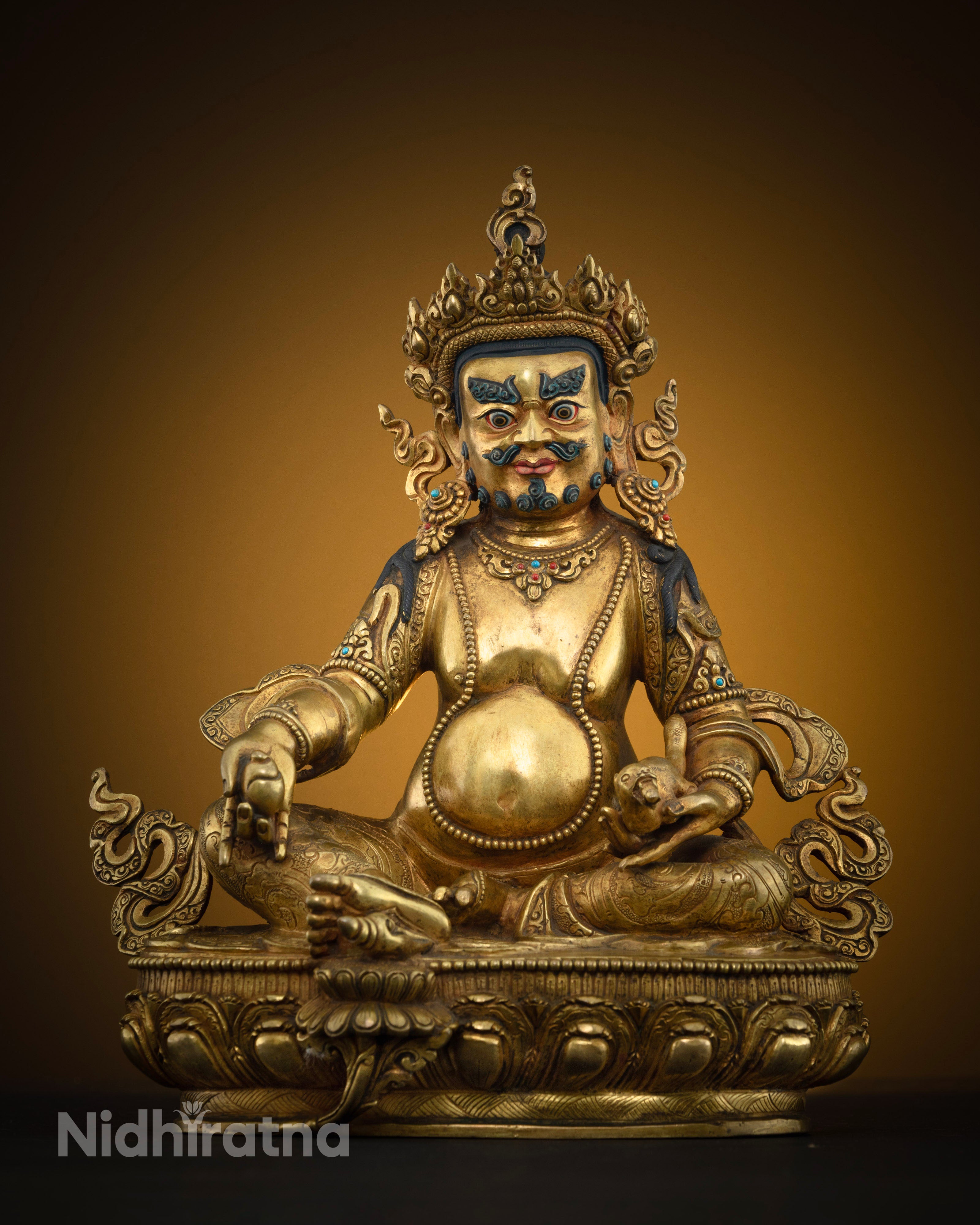 Dzambhala Statue: Authentic Copper Hand-Carved Masterpiece