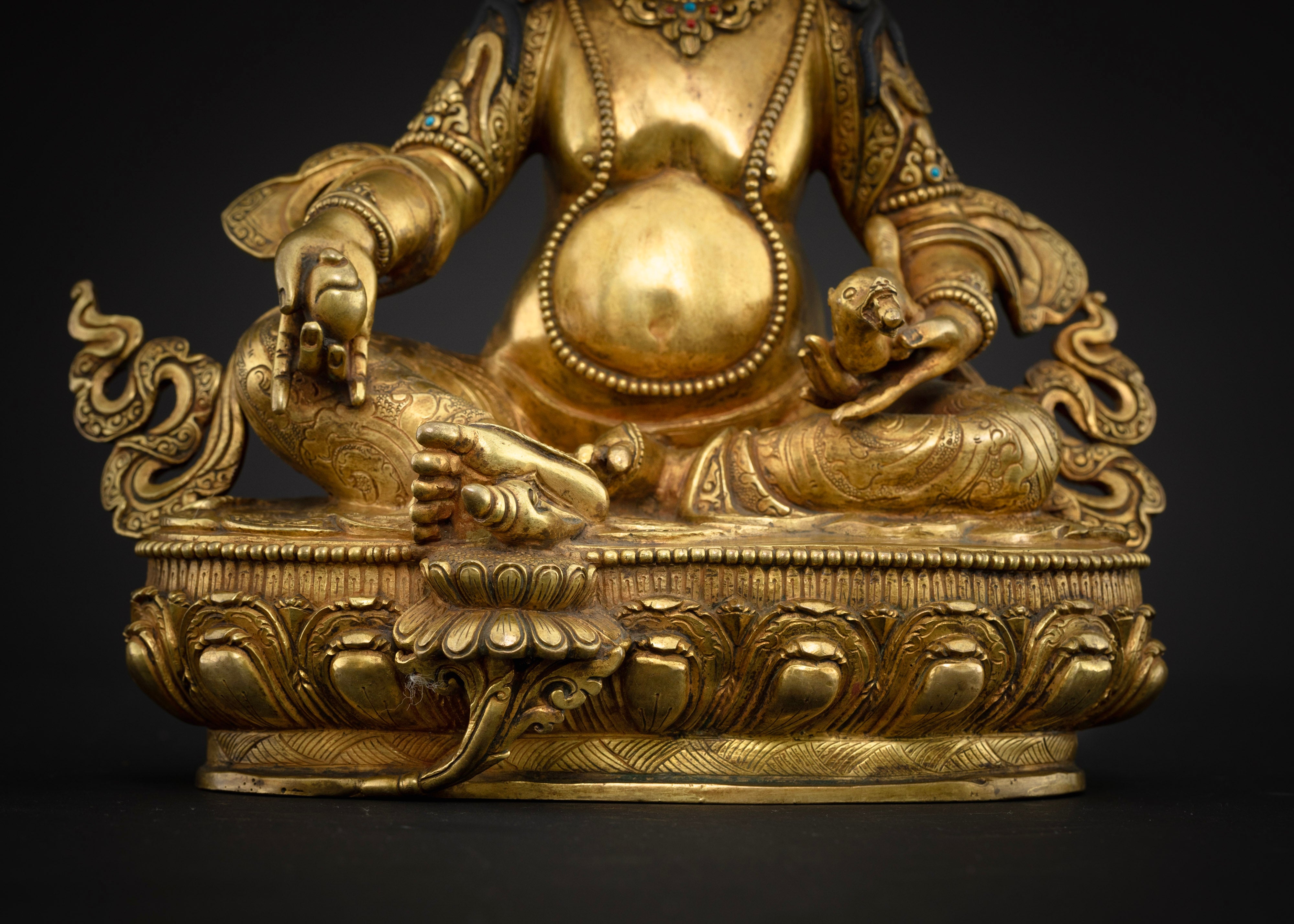 Dzambhala Statue: Authentic Copper Hand-Carved Masterpiece