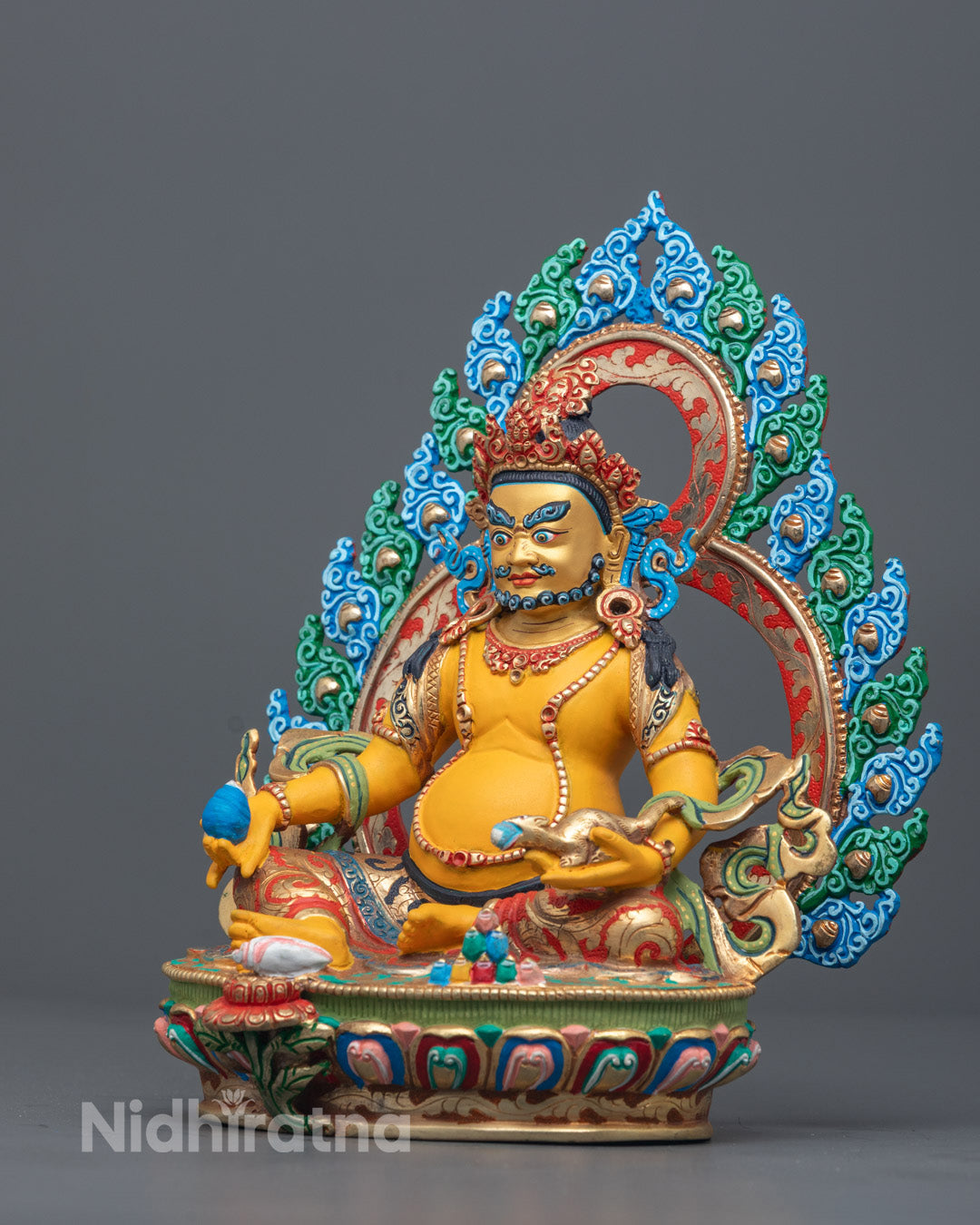Detailed Dzambhala Statue symbolizing wealth, generosity, prosperity, and financial blessings for home altar