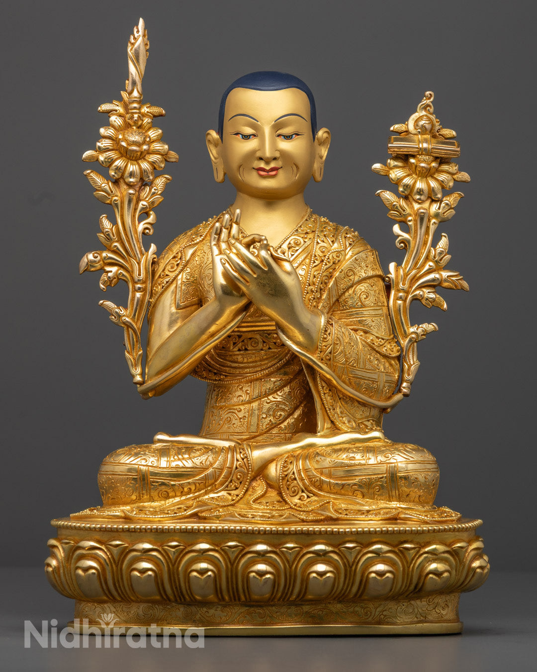 Detailed Tsongkhapa Statue Set – Made by Nepalese Artisans with Hollow Chamber for Mantras and Relics