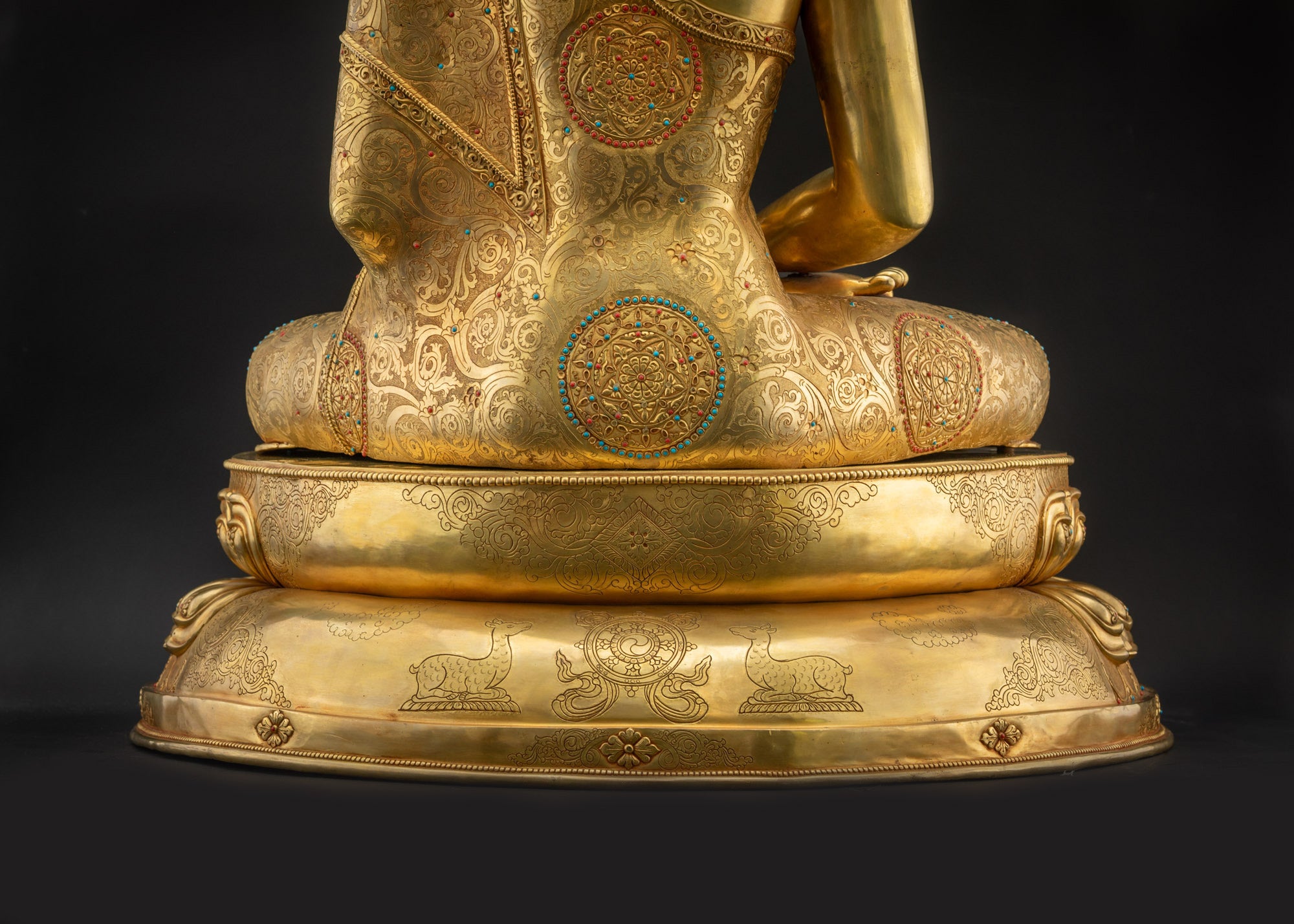 Detailed landscape shot back Amitabha Buddha meditation decor home altar