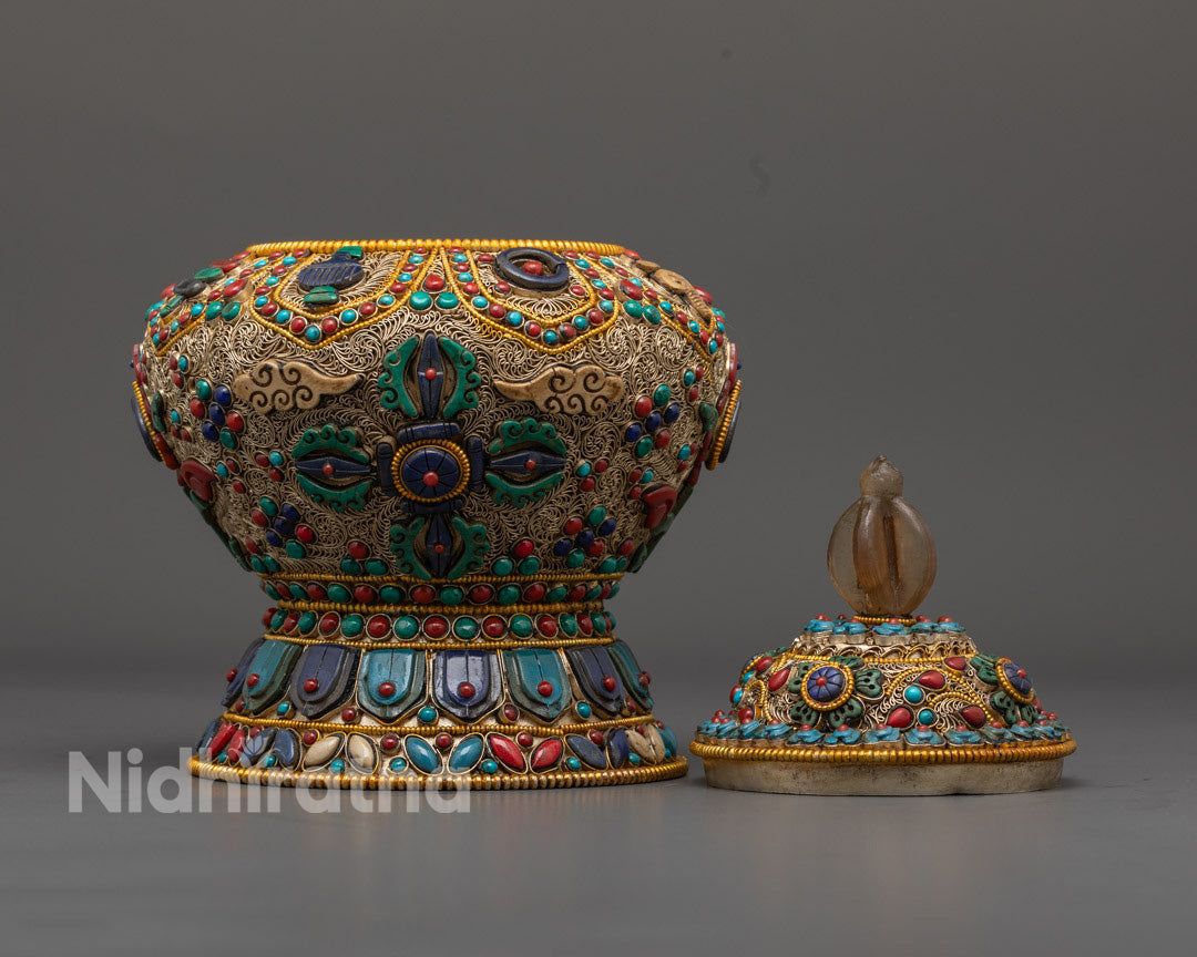 Handcrafted Dhupur Rice Pot | Tibetan Offering Vessel