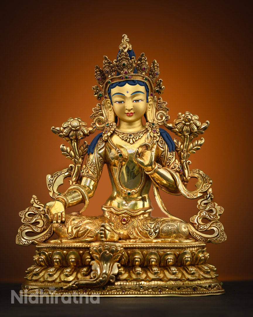 Green Tara Statue: Handcrafted Tibetan Buddhist Deity