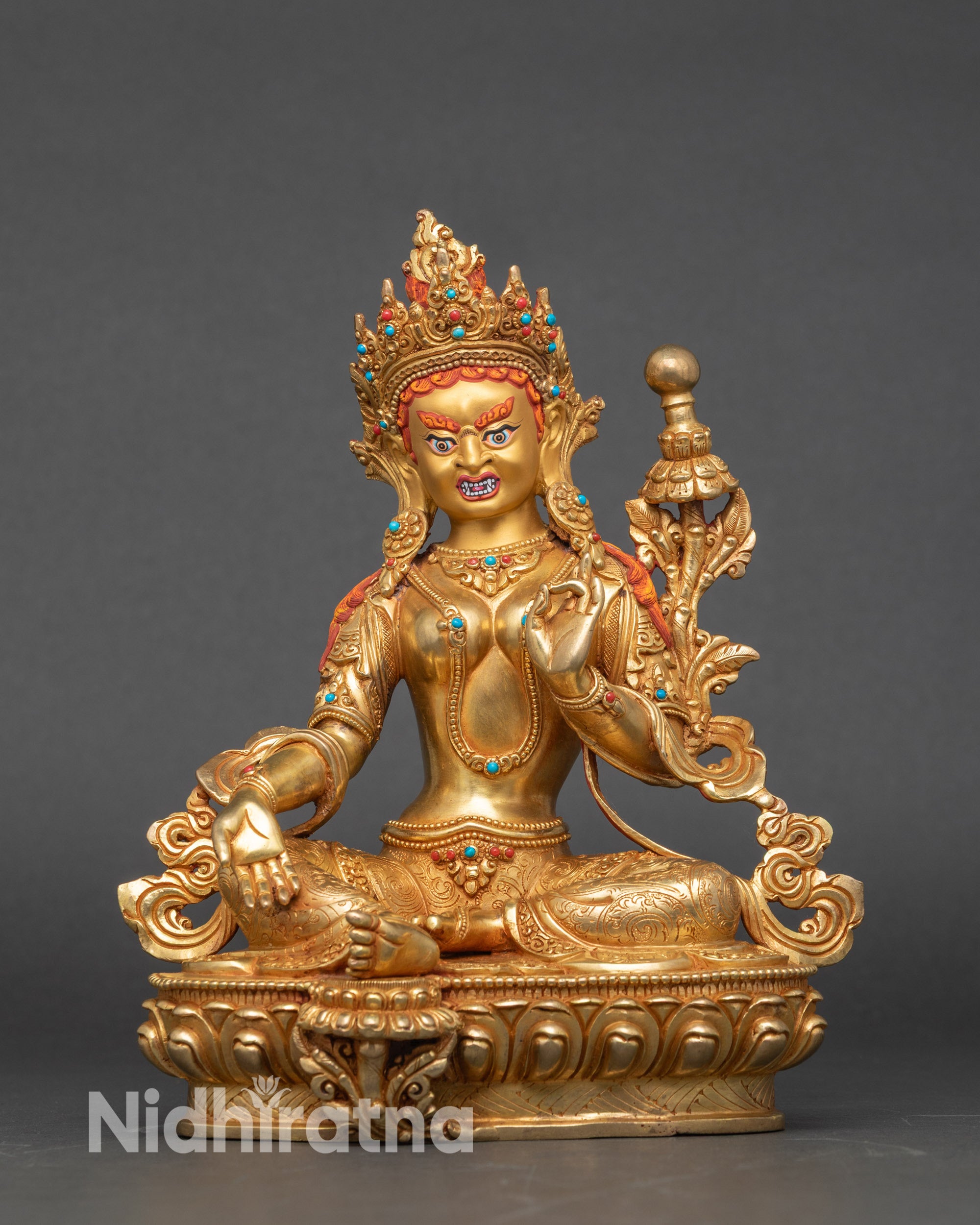 Dugkarmo White Umbrella Tara protective gold statue Buddhist deity