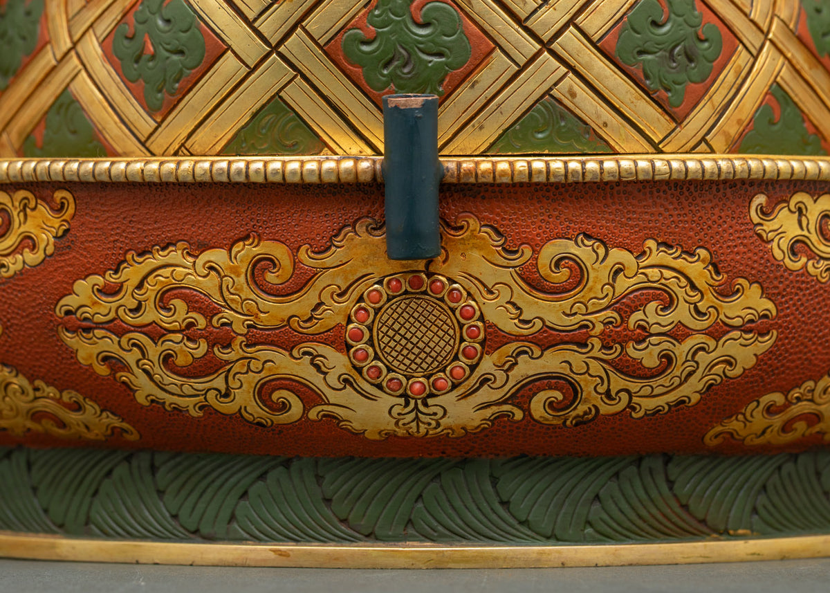 Hand-Painted Dukkar Statue from Nepal | Goddess of The White Parasol
