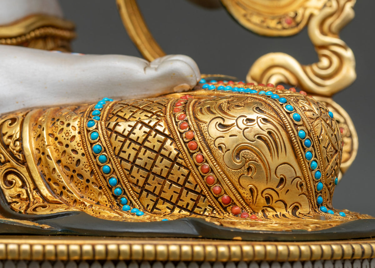 Hand-Painted Dukkar Statue from Nepal | Goddess of The White Parasol