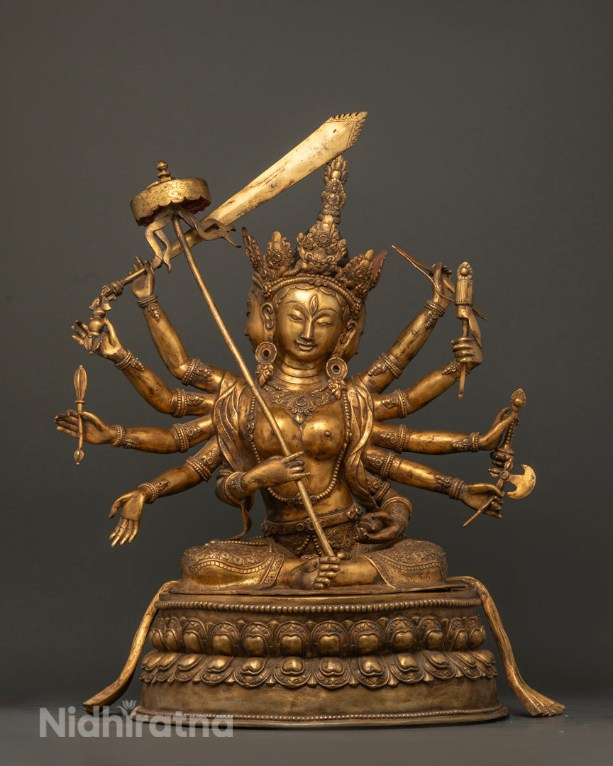 Multiple arm sacred art of dukar statue | antique dukar staute made from copper |