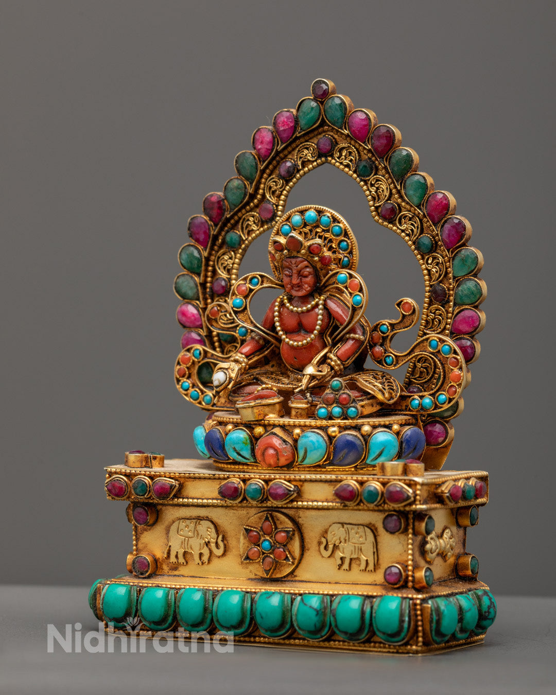 Red Stone Body of Dzambhala Statue