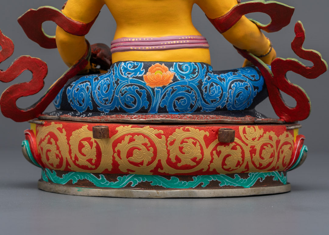 Yellow-Coloured Dzambhala Sculpture | Spiritual Wealth Guardian
