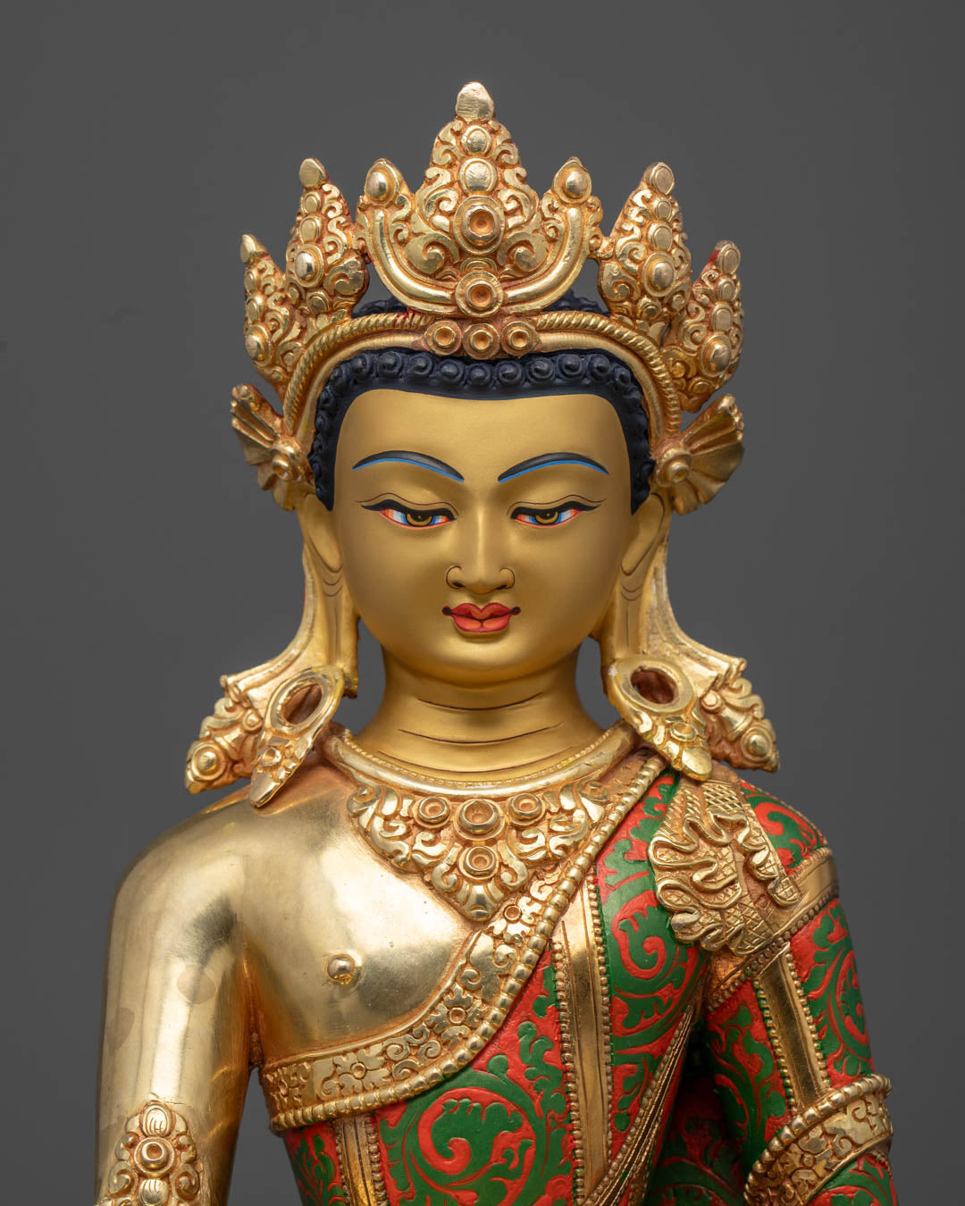Crowned Shakyamuni Buddha Statue | Traditional Himalayan Art