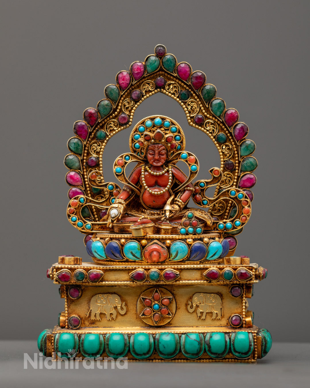 Red Stone Body of Dzambhala Statue