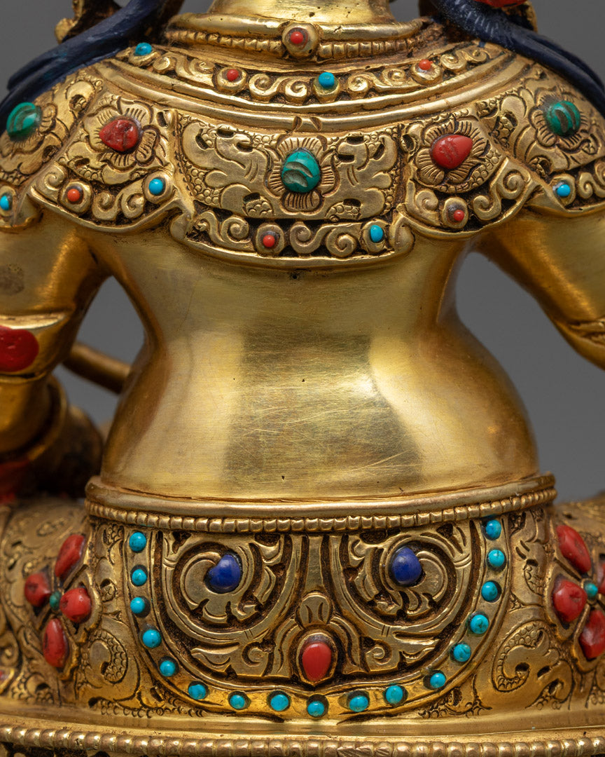 24K Gold Dzambhala Statue | Handcrafted Wealth Deity from Nepal
