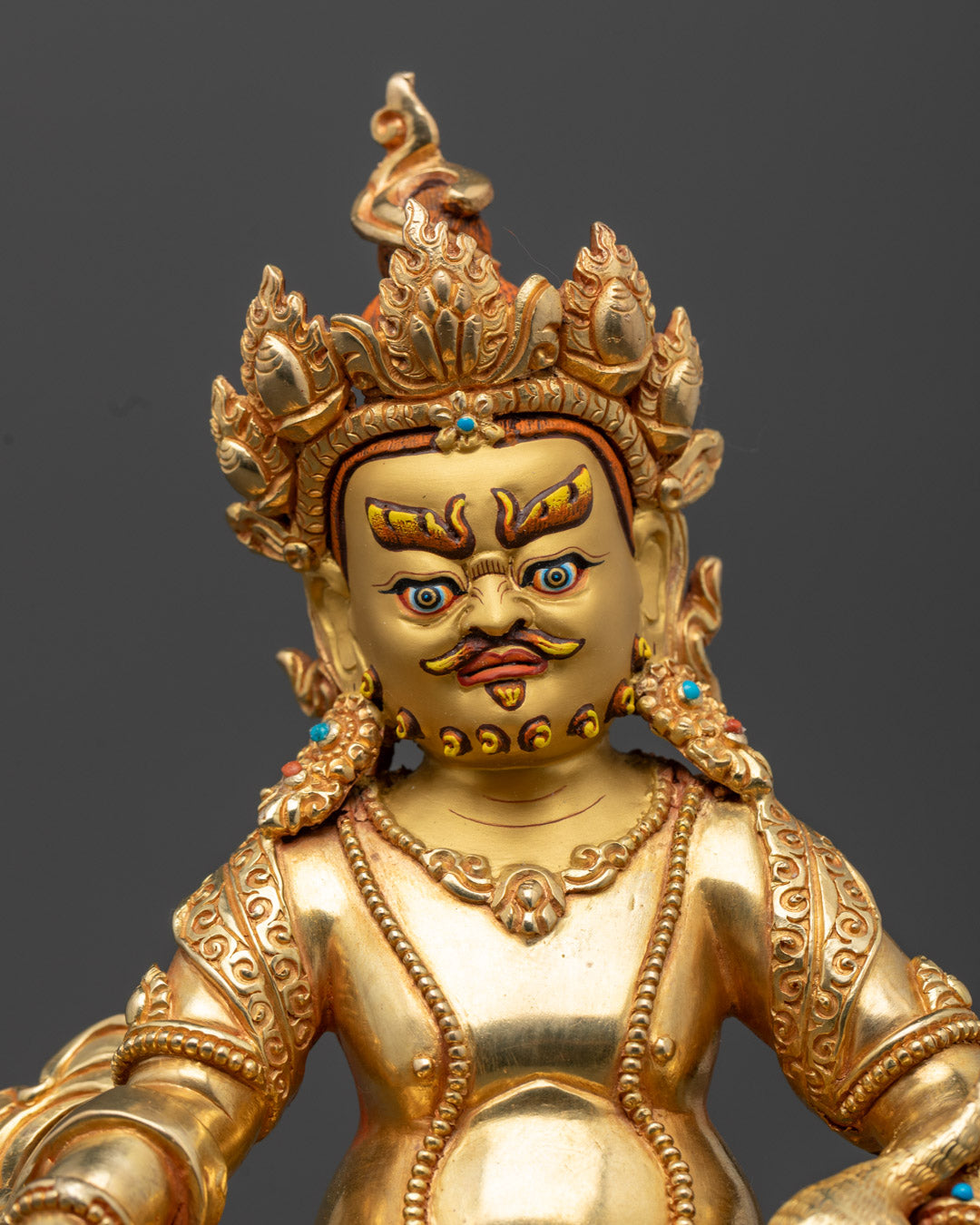 Gold-Gilded Dzambhala Statue | Handmade Buddhist Wealth Deity