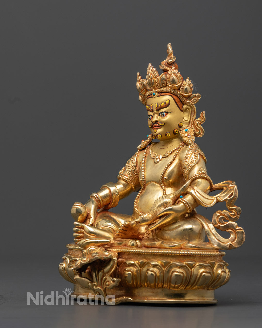 Gold-Gilded Dzambhala Statue | Handmade Buddhist Wealth Deity