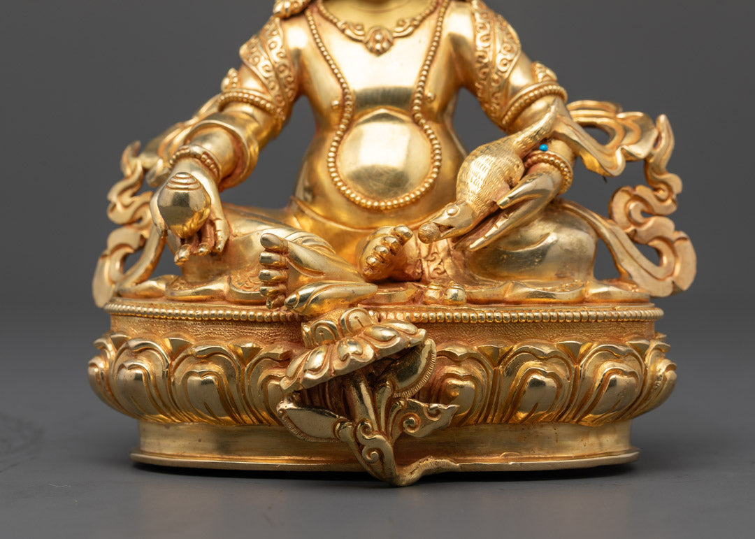 Gold-Gilded Dzambhala Statue | Handmade Buddhist Wealth Deity