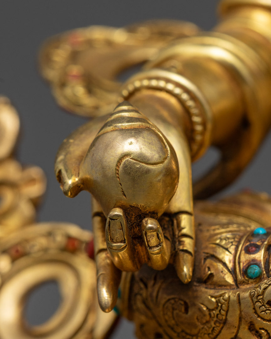 24K Gold Dzambhala Statue | Handcrafted Wealth Deity from Nepal