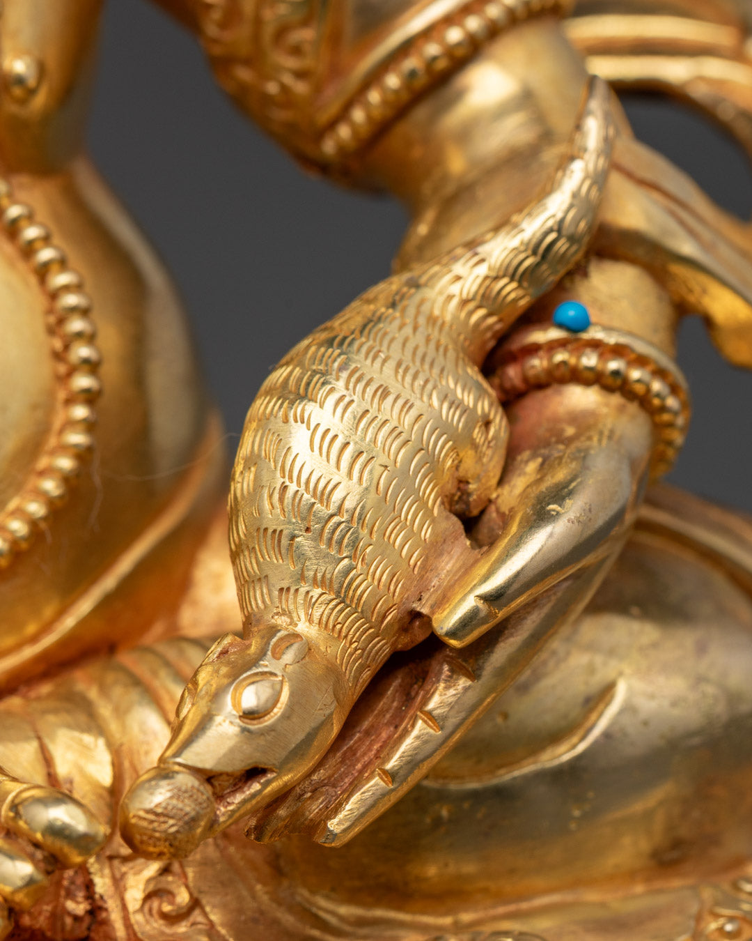 Gold-Gilded Dzambhala Statue | Handmade Buddhist Wealth Deity