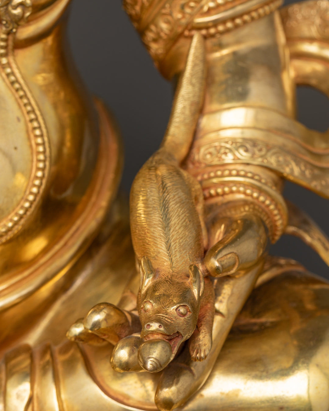 Tibetan Dzambhala Statue | Handmade Gold-Gilded Blessing Deity