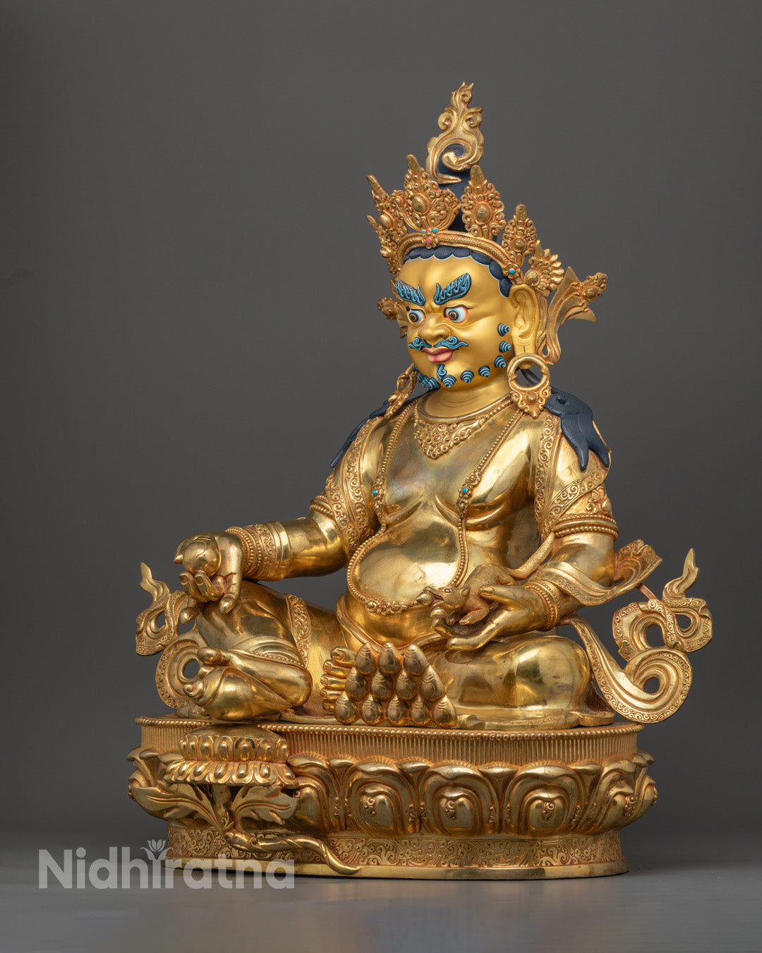 Tibetan Dzambhala Statue | Handmade Gold-Gilded Blessing Deity