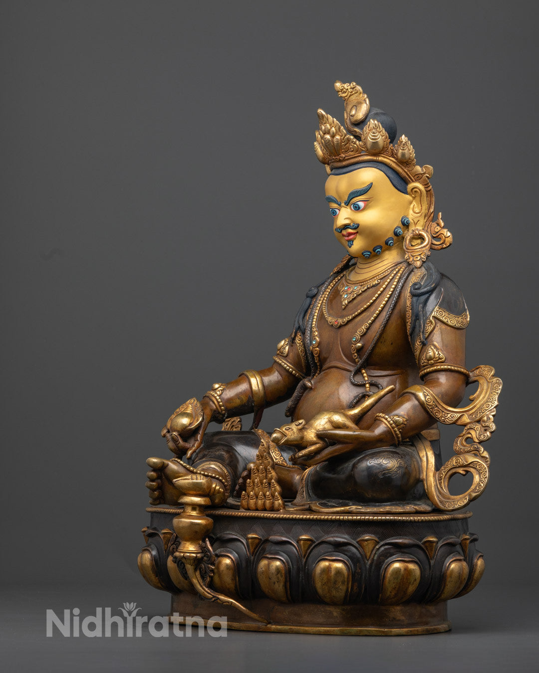 Oxidized Dzambhala Statue | Unique Tibetan Wealth Deity Sculpture