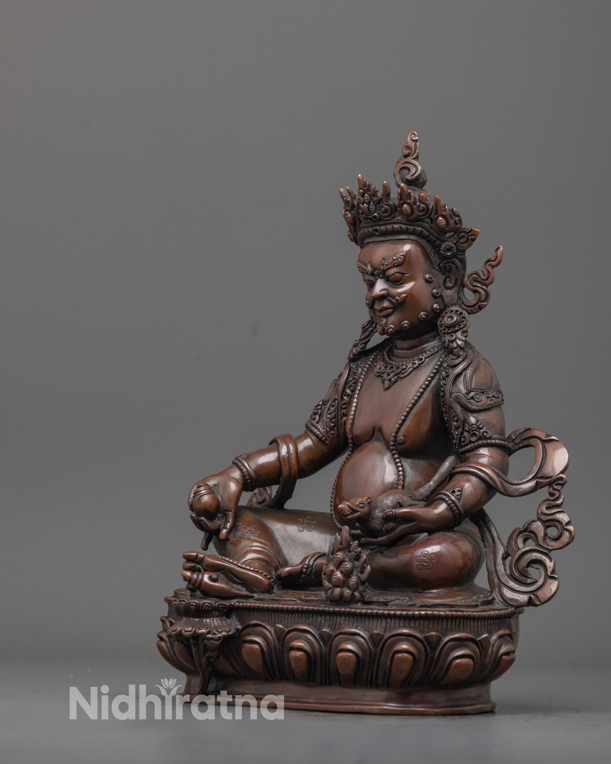 Traditional Oxidized Dzambhala Statue | Tibetan Wealth Deity Art