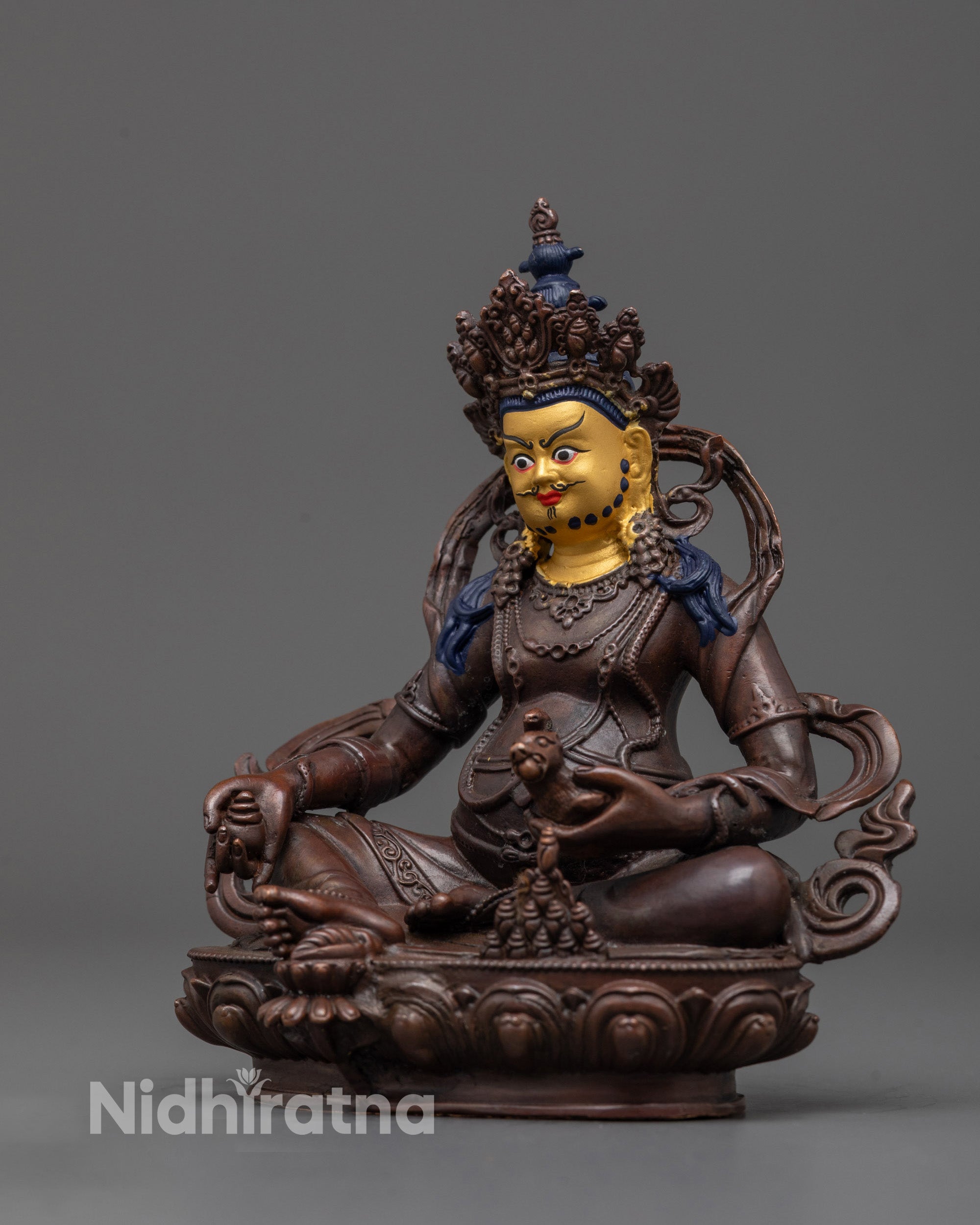 Oxidized Dzambhala Statue | Machine-Crafted Tibetan Wealth God