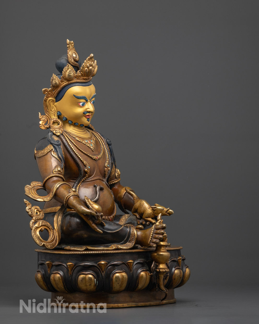 Oxidized Dzambhala Statue | Unique Tibetan Wealth Deity Sculpture