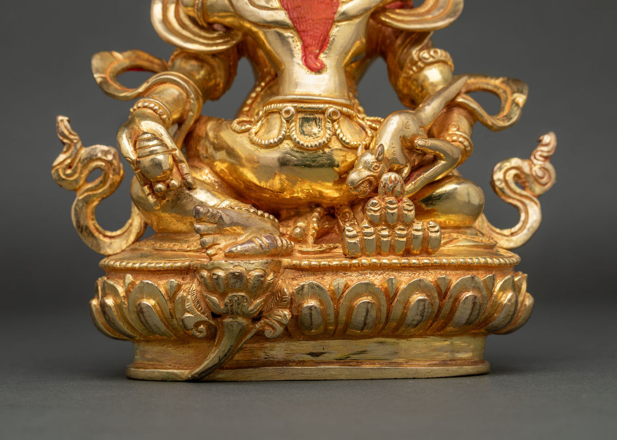 Red Dzambhala with Consort Statue | Buddhist Wealth & Prosperity Deity