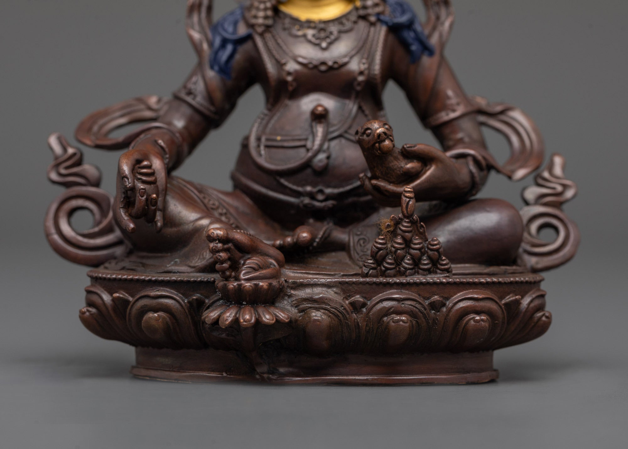 Oxidized Dzambhala Statue | Machine-Crafted Tibetan Wealth God
