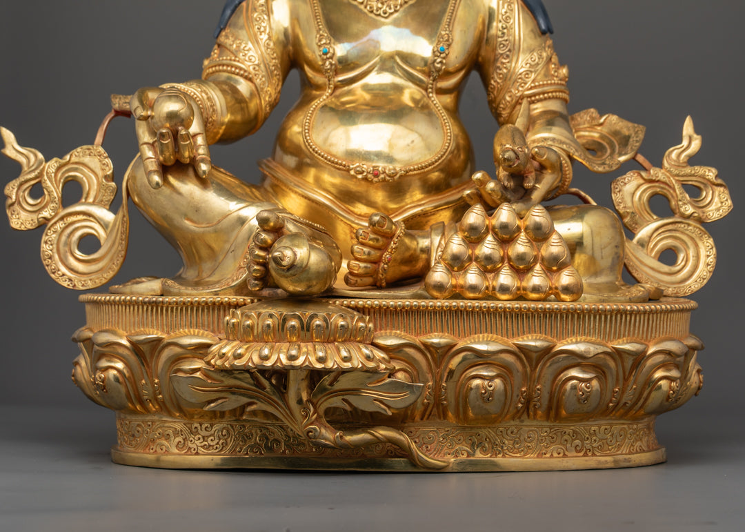 Tibetan Dzambhala Statue | Handmade Gold-Gilded Blessing Deity