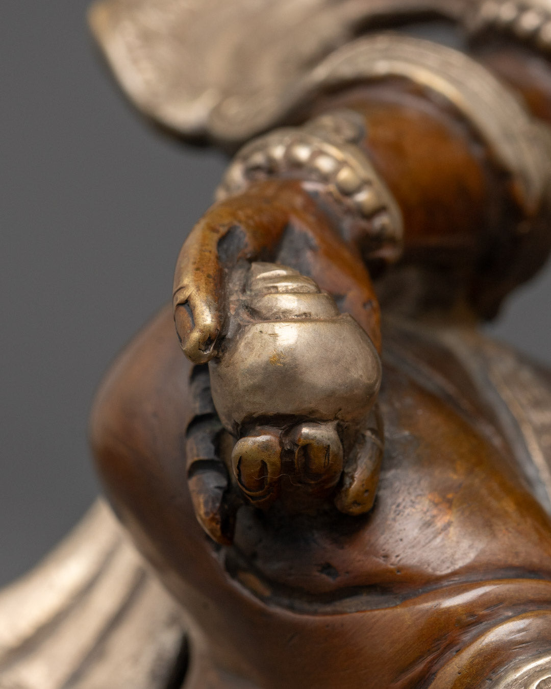 Oxidized Dzambhala Mantra Sculpture | Beautifully Hand-carved