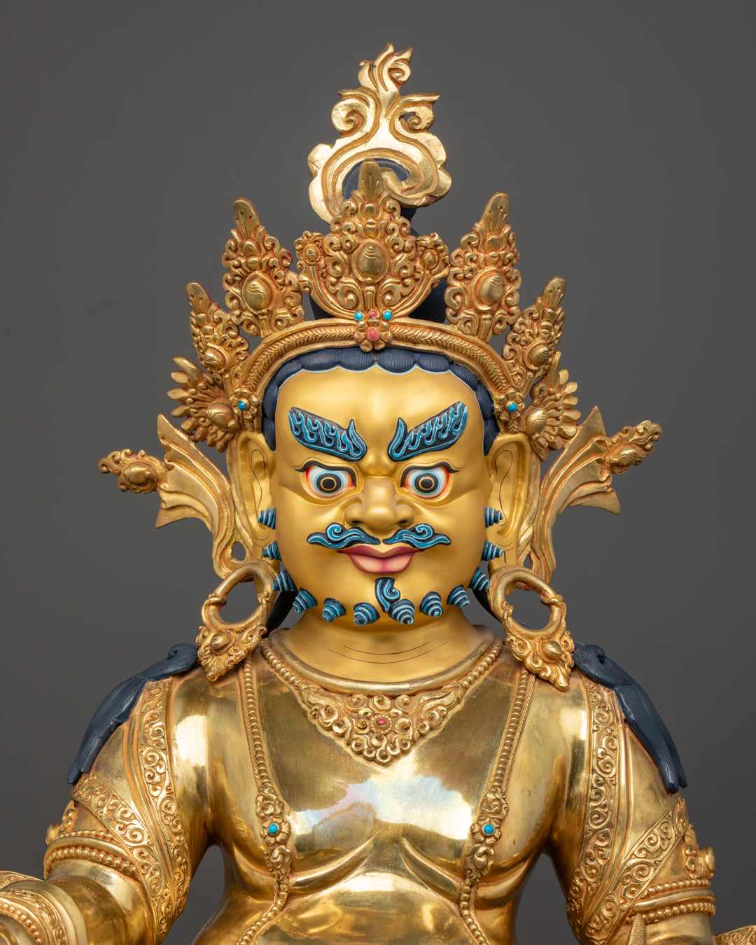 Tibetan Dzambhala Statue | Handmade Gold-Gilded Blessing Deity