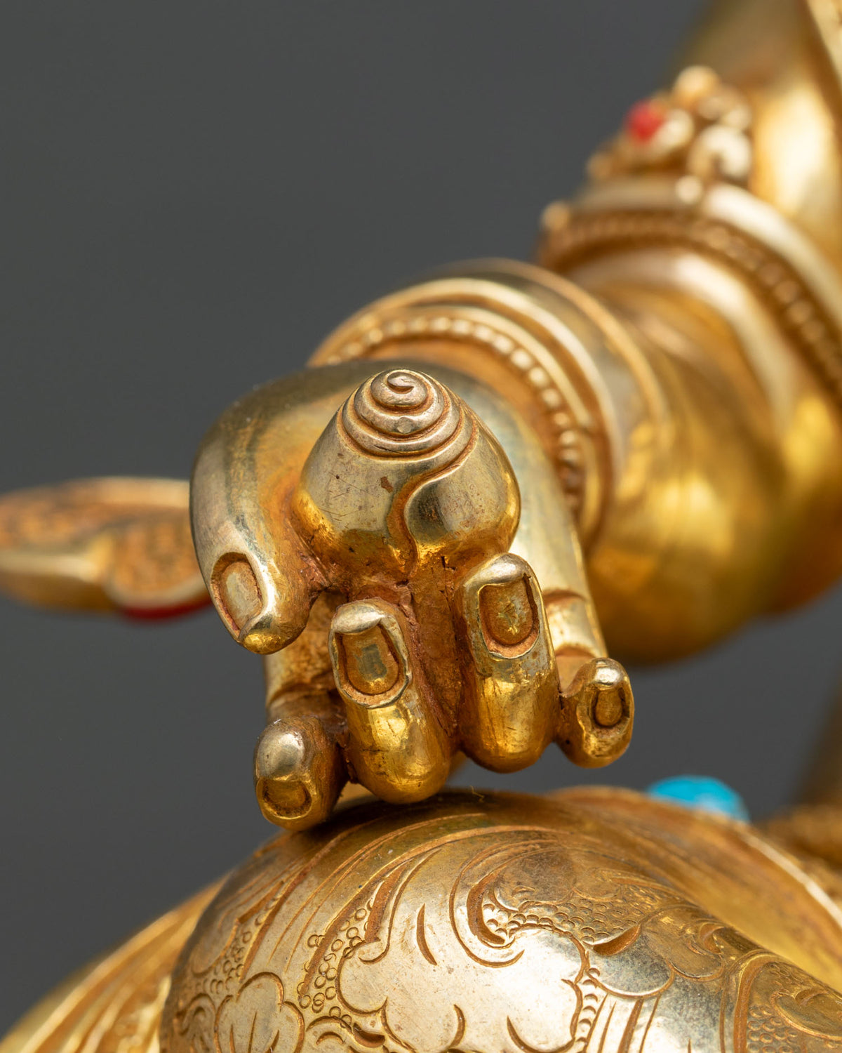 Enthroned Yellow Dzambhala Statue | 24K Gold Fire-Gilded Figurine