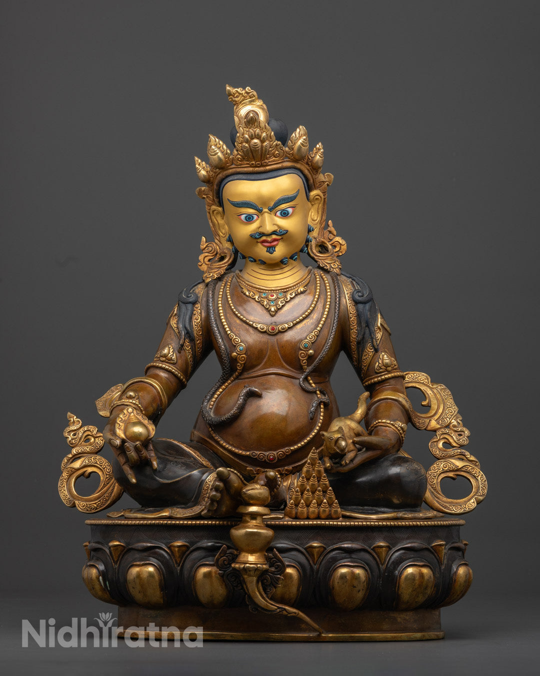 Oxidized Dzambhala Statue | Unique Tibetan Wealth Deity Sculpture