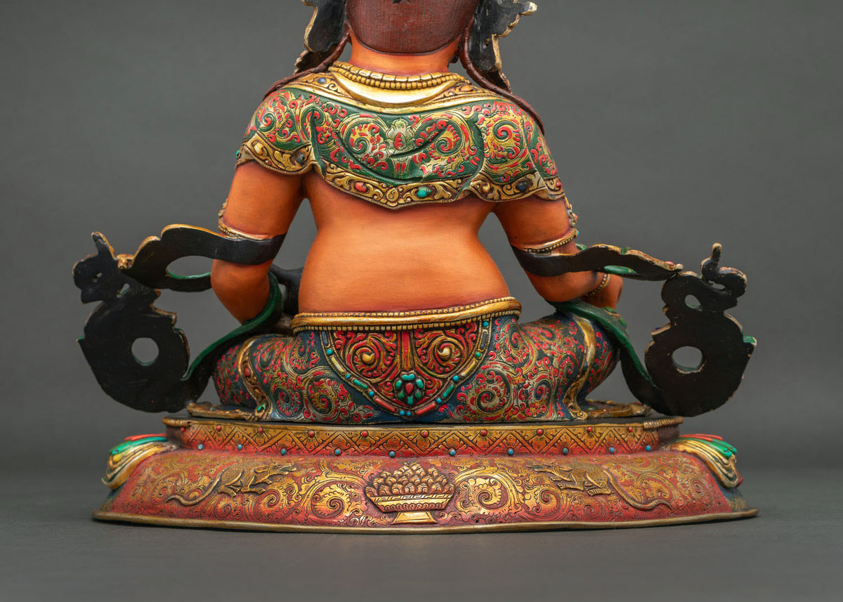 Colorful Yellow Dzambhala Copper Statue | Manifest Wealth & Prosperity
