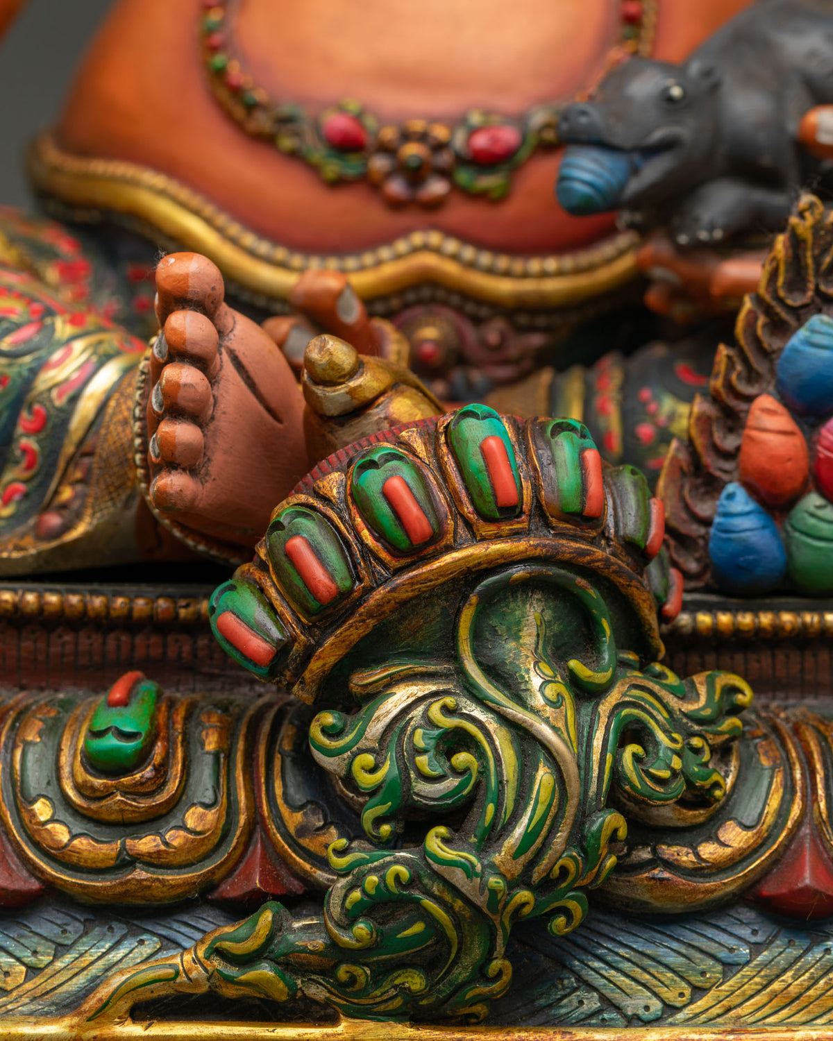 Colorful Yellow Dzambhala Copper Statue | Manifest Wealth & Prosperity