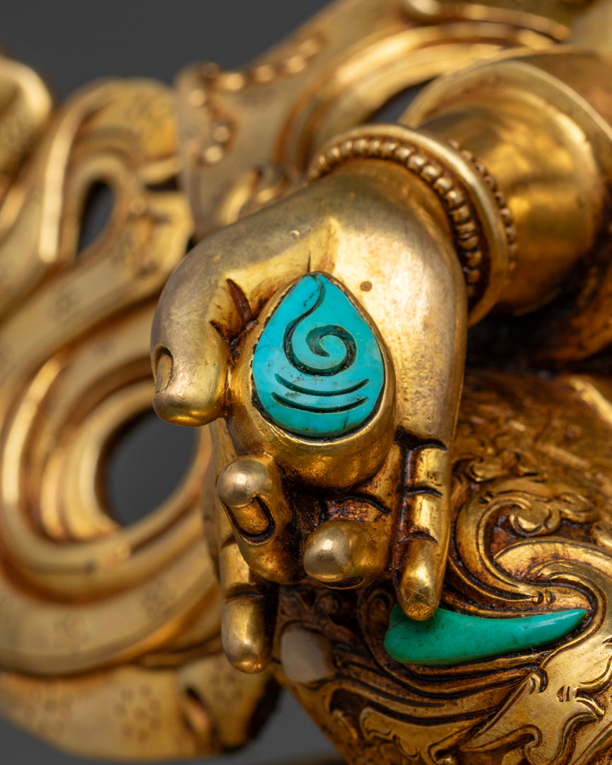 The righthand of dzambala holding mani | Buddhist Dzambala statue | Wealth deity Dzambala statue | Handcrafted Dzambala statue