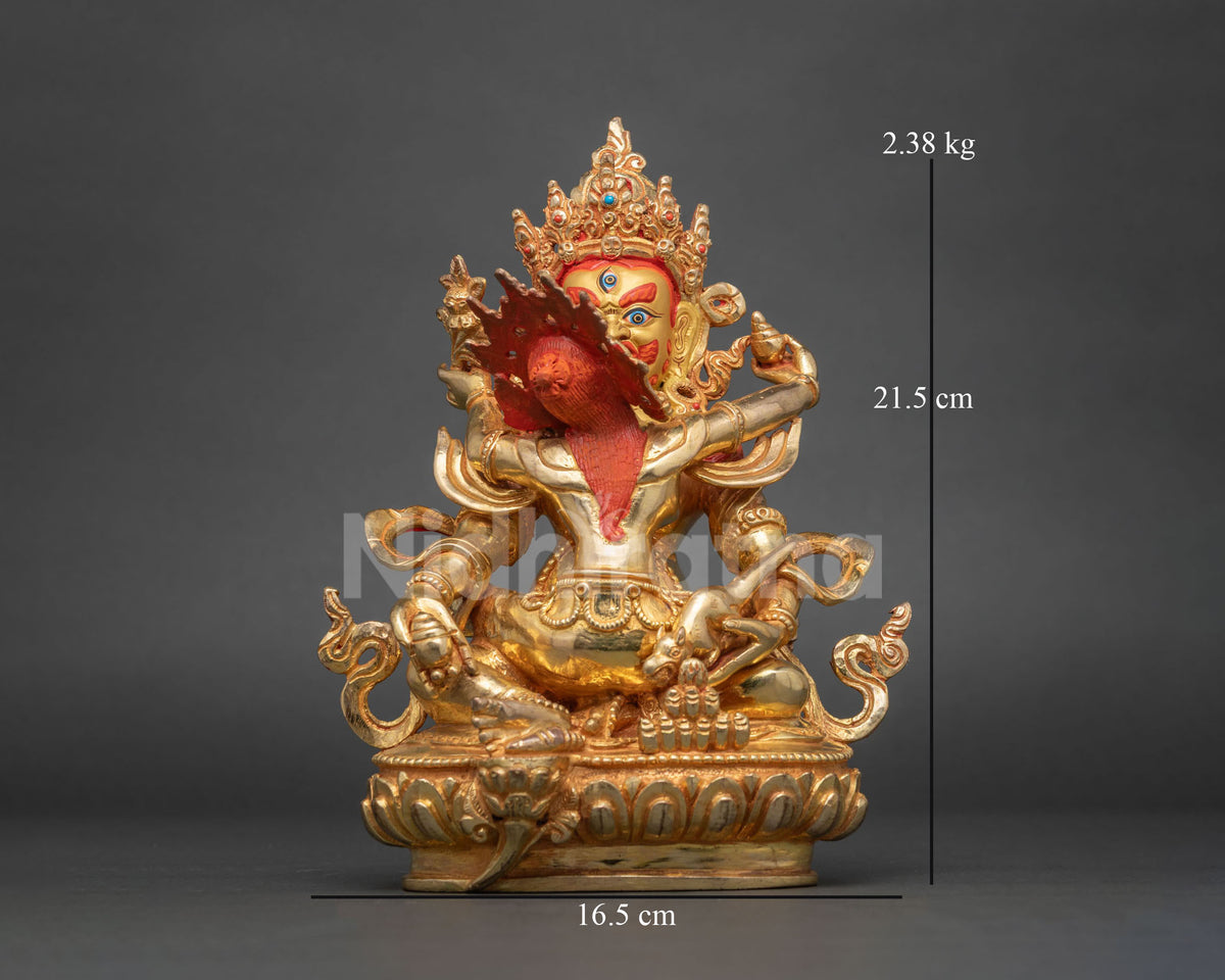 Red Dzambhala with Consort Statue | Buddhist Wealth & Prosperity Deity
