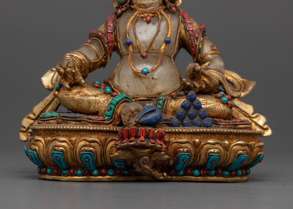 Tibetan Crystal Dzambhala Statue | Buddhist Hand-craved Art