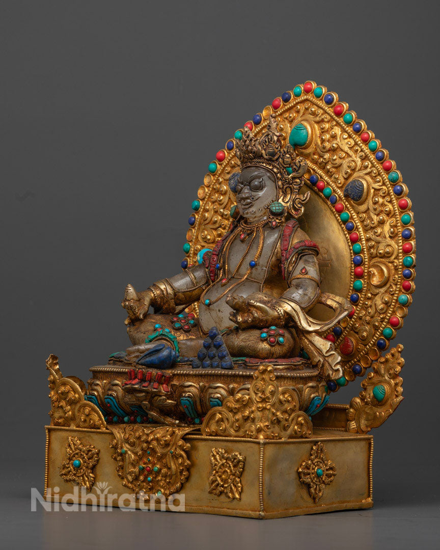Tibetan Crystal Dzambhala Statue | Buddhist Hand-craved Art
