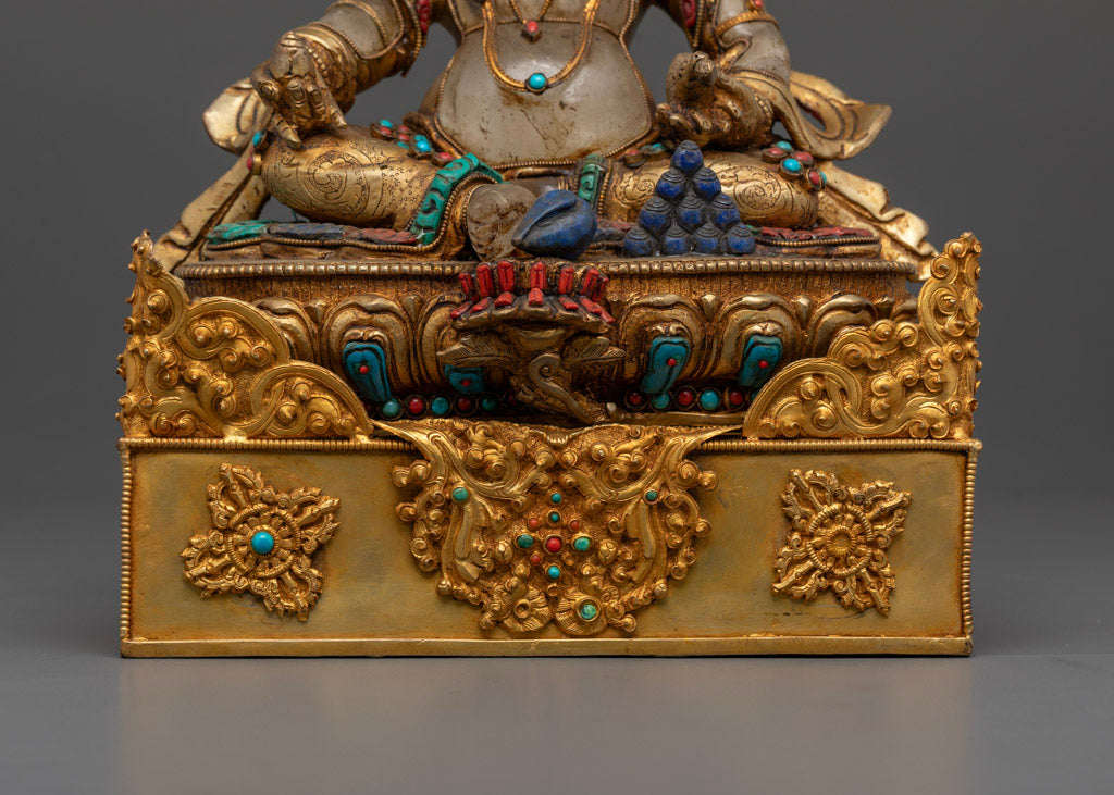 Tibetan Crystal Dzambhala Statue | Buddhist Hand-craved Art