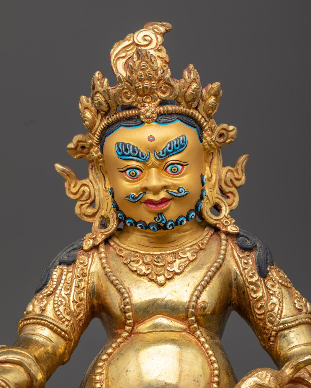 Yellow Dzambhala Mantra Statue | Buddhist Semi-Wrathful Wealth Deity