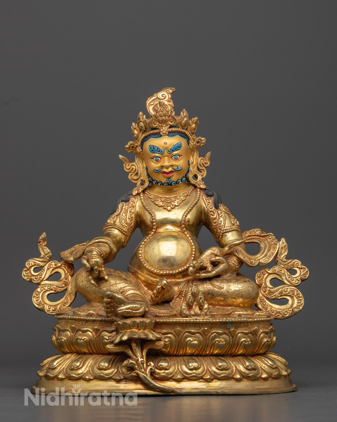 Yellow Dzambhala Mantra Statue | Buddhist Semi-Wrathful Wealth Deity