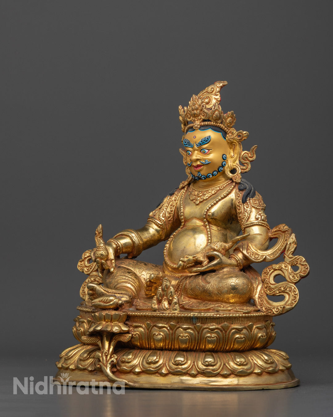 Yellow Dzambhala Mantra Statue | Buddhist Semi-Wrathful Wealth Deity