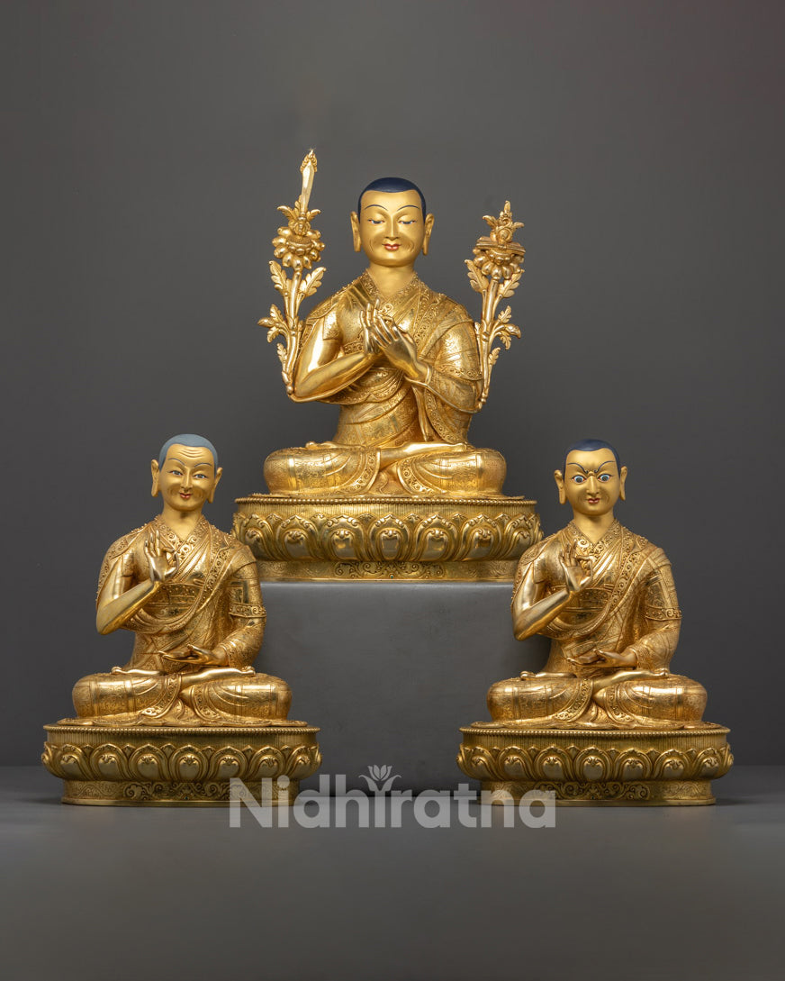 Tsongkhapa Set Statue | Himalayan Buddhist Sculpture