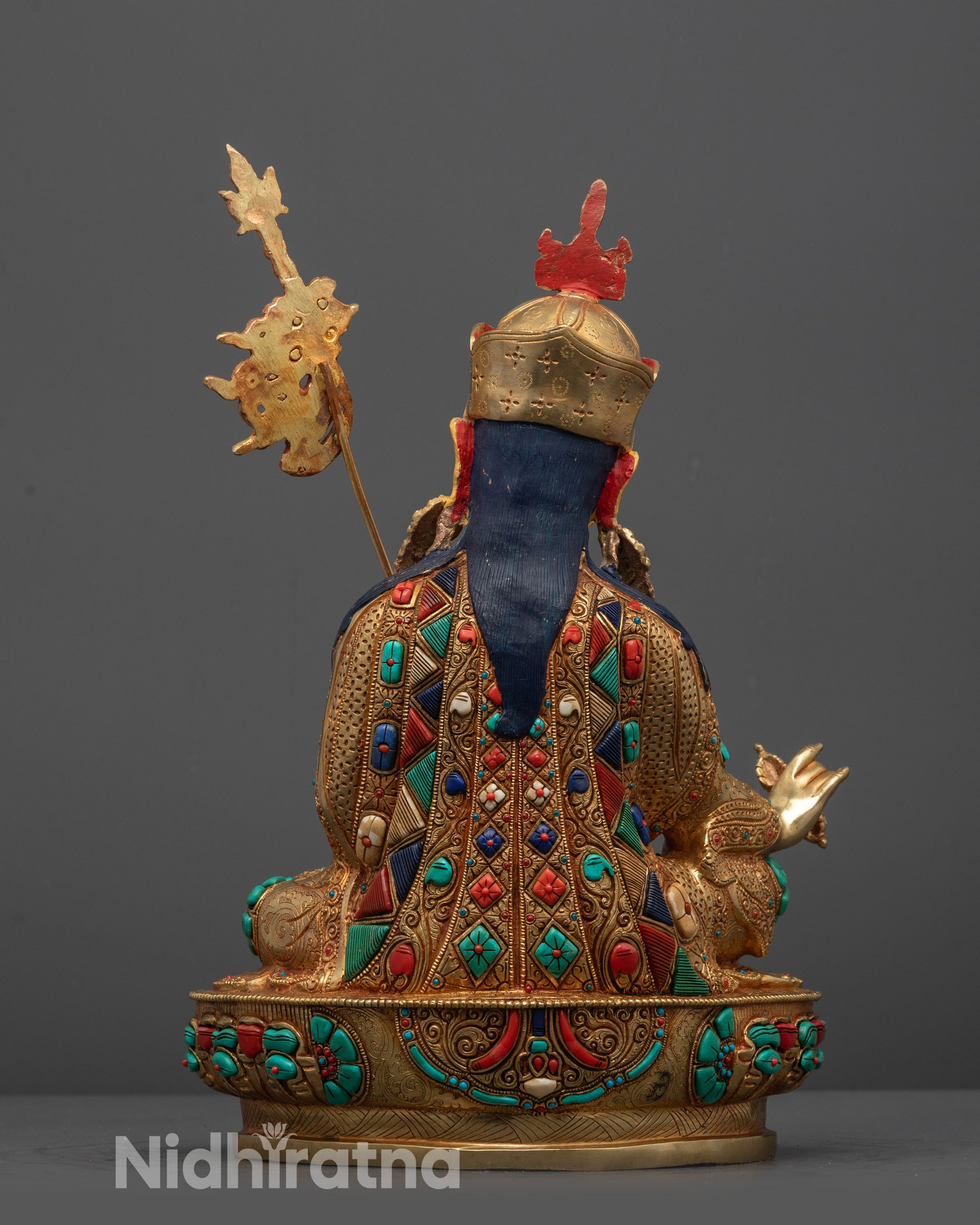 Back view of Exquisite Guru Rinpoche Statue for altar and meditation