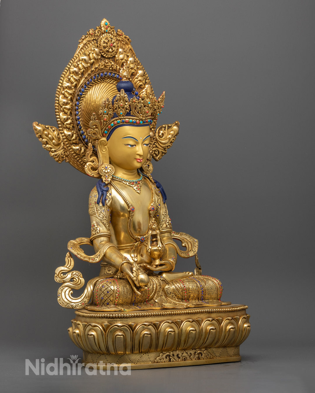 Exquisite Kshitigarbha Statue – 24k Gold Gilded Copper with Consecration Chamber