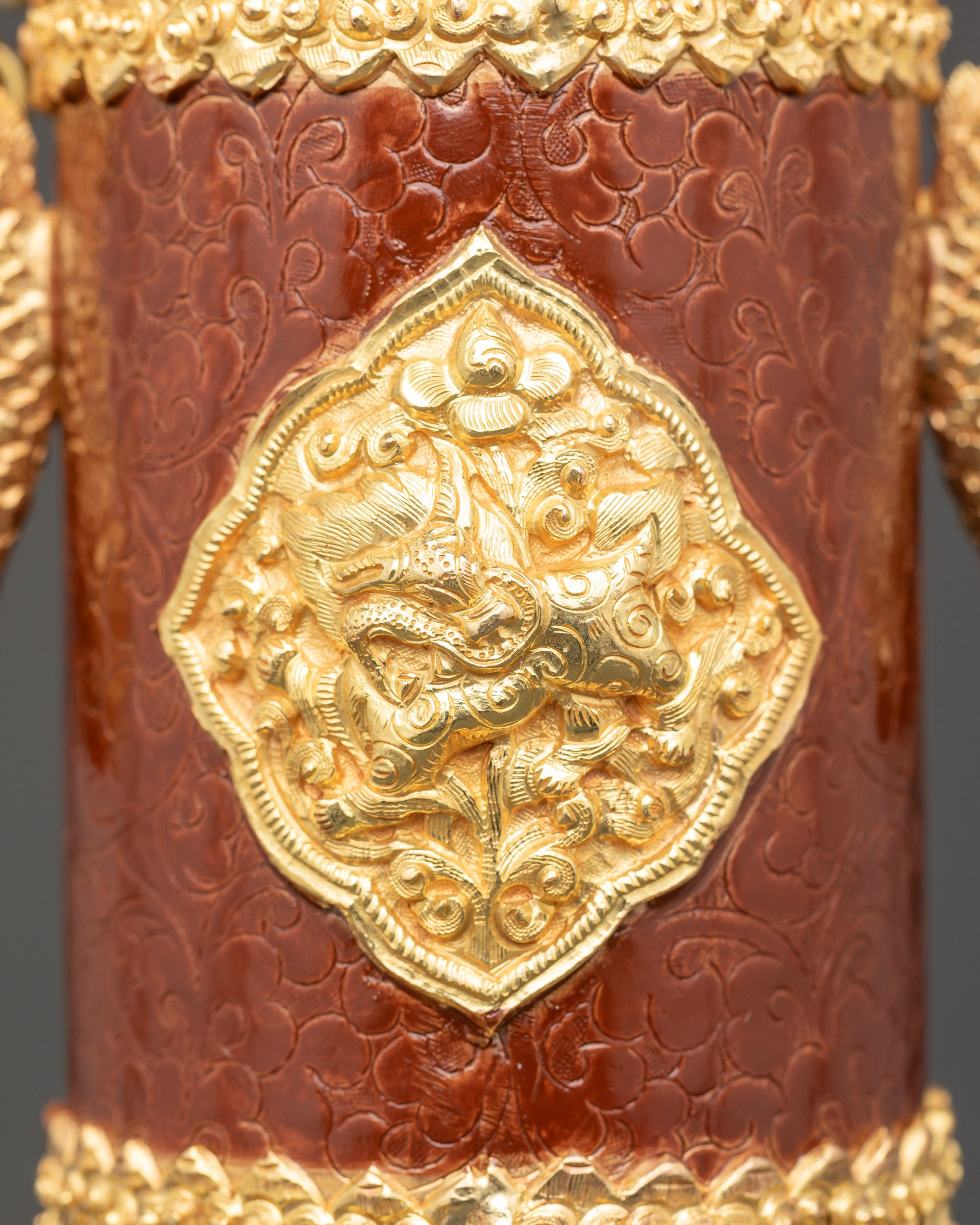 Tibetan Incense Holder with Golden Dragons | Ceremonial Altar Decor