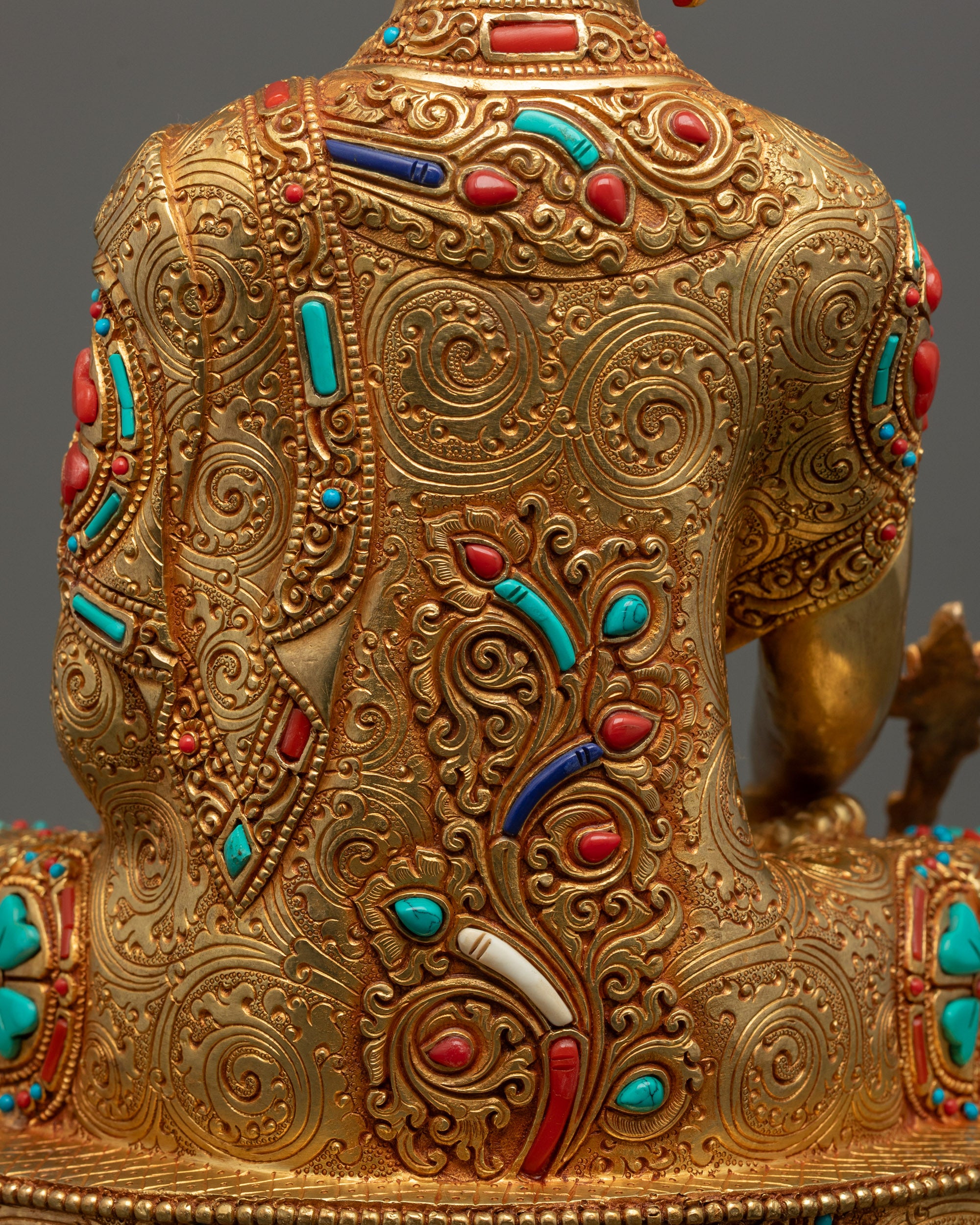 24k Fire Gold Gilded Medicine Buddha (Vaidurya Prabha Raja) statue